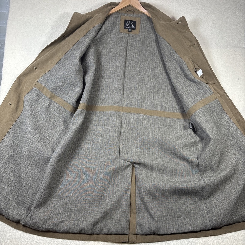 Jos. A. Bank Tan Overcoat Coat Size 44R Color Beige Lined 3 Button - Picture 2 of 13